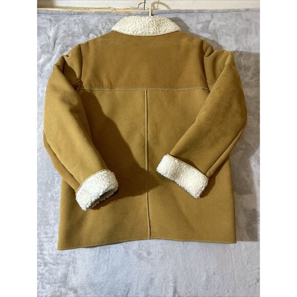Women’s Avon Penny Lane Coat Tan Sherpa Lined Size Large - Picture 10 of 11